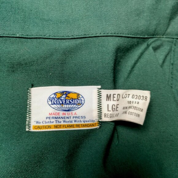 Riverside Coveralls Jumpsuit Medium/Large Regular Green Canvas Short Sleeve Vtg - Picture 4 of 16